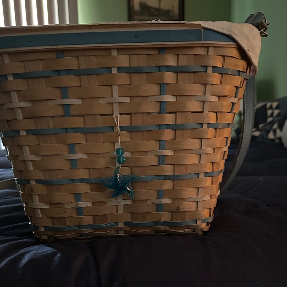 Woven Basket with Blue Accents
